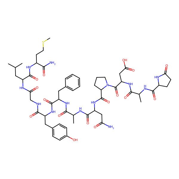 2D Structure of H-DL-Pyr-DL-Ala-DL-Asp-DL-Pro-DL-Asn-DL-Ala-DL-Phe-DL-Tyr-Gly-DL-Leu-DL-Met-NH2