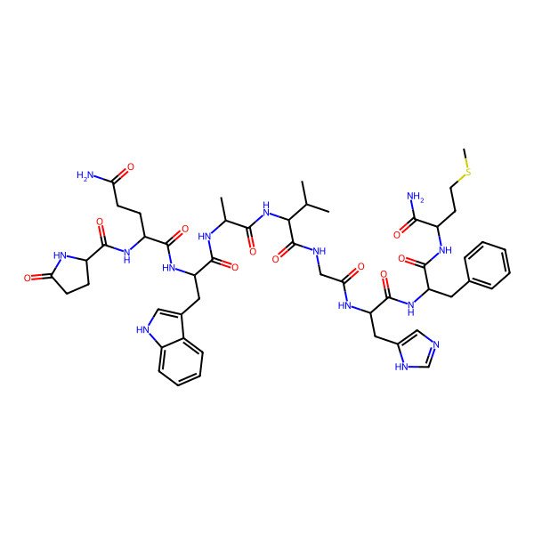 2D Structure of H-DL-Pyr-DL-Gln-DL-Trp-DL-Ala-DL-Val-Gly-DL-His-DL-Phe-DL-Met-NH2