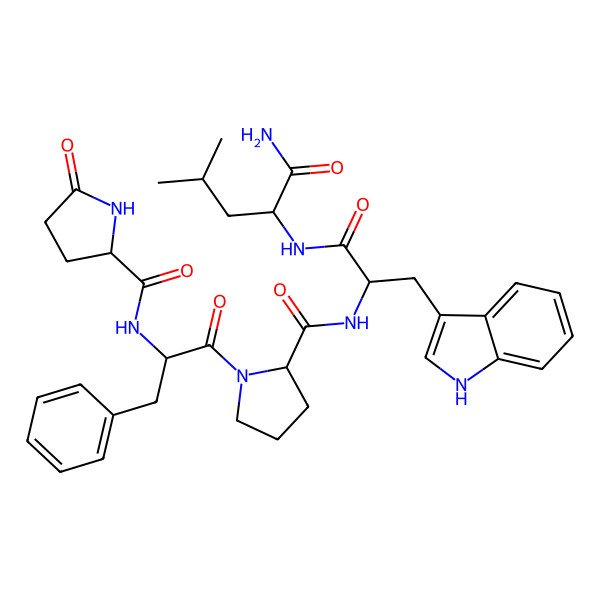2D Structure of H-DL-Pyr-DL-Phe-DL-Pro-DL-Trp-DL-Leu-NH2