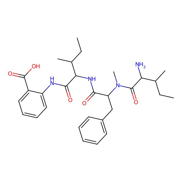 2D Structure of H-DL-xiIle-DL-N(Me)Phe-DL-xiIle-2Abz-OH