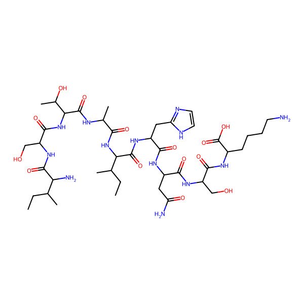 2D Structure of H-DL-xiIle-DL-Ser-DL-xiThr-DL-Ala-DL-xiIle-DL-Ala(imidazol-2-yl)-DL-Asn-DL-Ser-DL-Lys-OH