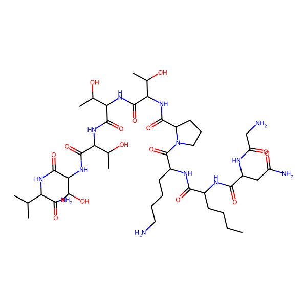 2D Structure of H-Gly-DL-Asn-DL-Nle-DL-Lys-DL-Pro-DL-aThr-DL-Thr-DL-aThr-DL-Thr-DL-Val-NH2