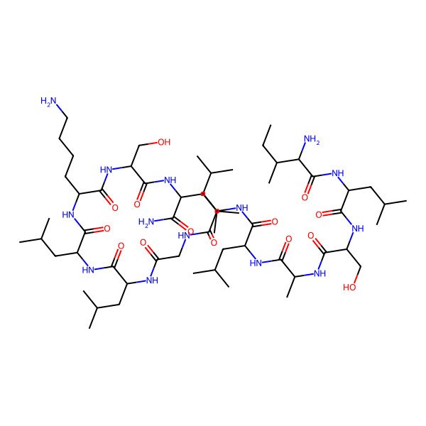 2D Structure of H-Ile-Leu-Ser-Ala-Leu-Leu-Gly-Leu-Leu-Lys-Ser-Leu-NH2
