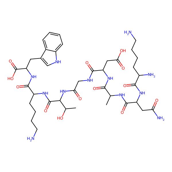 2D Structure of H-Lys-Asn-Ala-Asp-Gly-Thr-Lys-Trp-OH