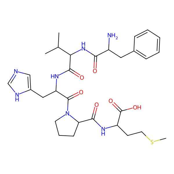 2D Structure of H-Phe-Val-His-Pro-Met-OH