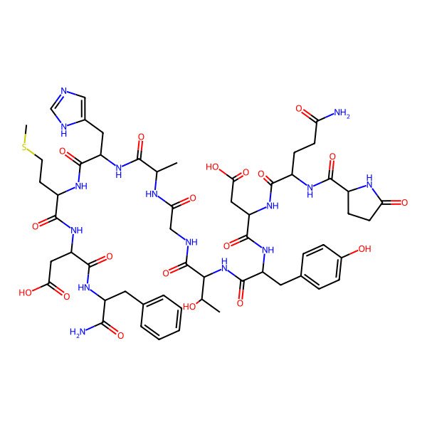 2D Structure of H-Pyr-Gln-Asp-Tyr-Thr-Gly-Ala-His-Met-Asp-Phe-NH2