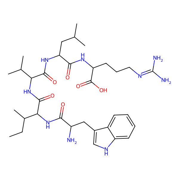 2D Structure of H-Trp-Ile-Val-Leu-Arg-OH