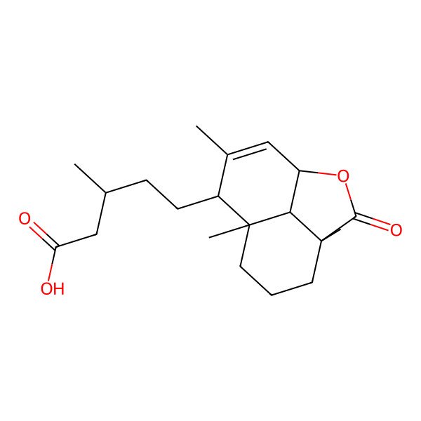 2D Structure of 3-Methyl-5-(4,8,10-trimethyl-3-oxo-2-oxatricyclo[6.3.1.04,12]dodec-10-en-9-yl)pentanoic acid