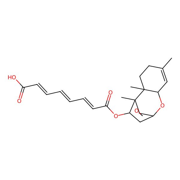2D Structure of (2E,4E,6Z)-8-oxo-8-[(1S,2R,7R,9R,11R,12S)-1,2,5-trimethylspiro[8-oxatricyclo[7.2.1.02,7]dodec-5-ene-12,2'-oxirane]-11-yl]oxy-octa-2,4,6-trienoic acid