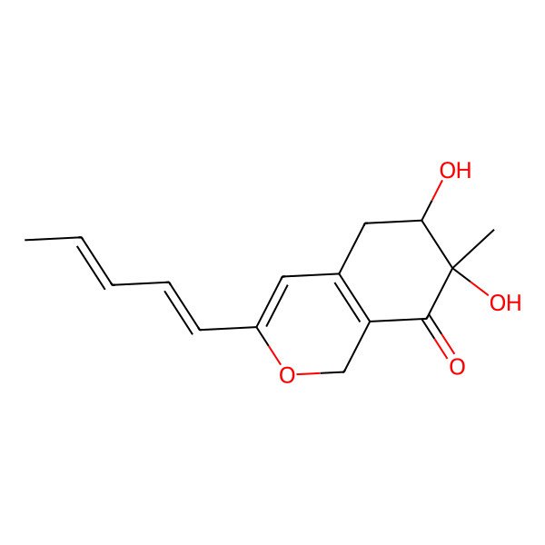 2D Structure of rel-(6R,7R)-1,5,6,7-Tetrahydro-6,7-dihydroxy-7-methyl-3-(1E,3E)-1,3-pentadien-1-yl-8H-2-benzopyran-8-one