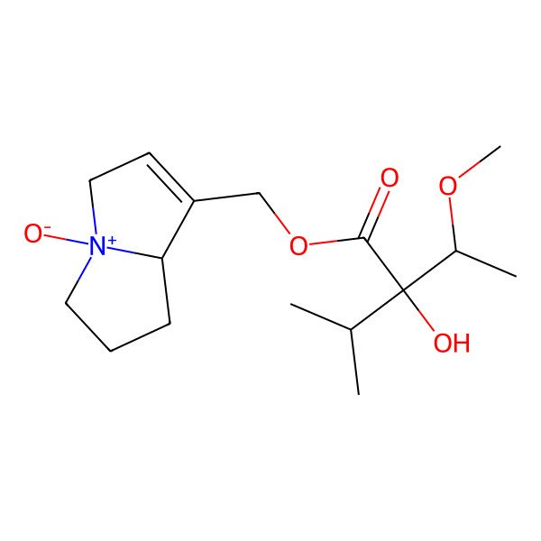2D Structure of [(8S)-4-oxido-5,6,7,8-tetrahydro-3H-pyrrolizin-4-ium-1-yl]methyl (2R)-2-hydroxy-2-[(1R)-1-methoxyethyl]-3-methylbutanoate