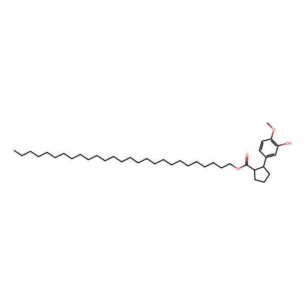 2D Structure of heptacosyl (1S,2S)-2-(3-hydroxy-4-methoxyphenyl)cyclopentane-1-carboxylate