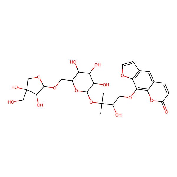 2D Structure of Heraclenol 3'-O-[beta-D-apiofuranosyl-(1-6)-beta-D-glucopyranoside]