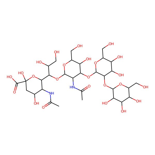 2D Structure of Hex(?1-2)Hex(?1-3)HexNAc(?1-7)3-deoxy-Non2ulo5NAc-onic