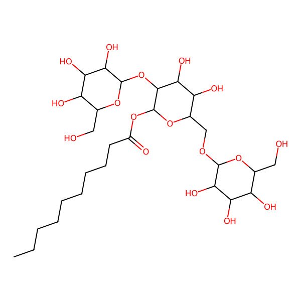 2D Structure of Hex(?1-2)[Hex(?1-6)]Hex-O-decanoyl