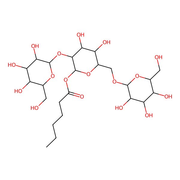 2D Structure of Hex(?1-2)[Hex(?1-6)]Hex-O-hexanoyl