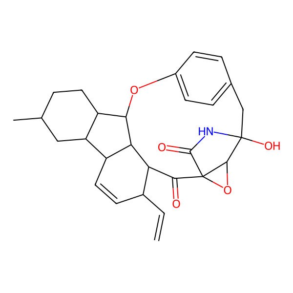 2D Structure of 3H-4,7-Etheno-2,16a-(iminomethano)fluoreno[9,1-bc]oxireno[f]oxacyclotridecin-16,17(9H)-dione, 15-ethenyl-1a,2,8a,8b,10,11,12,12a,12b,15,15a,15b-dodecahydro-2-hydroxy-11-methyl-