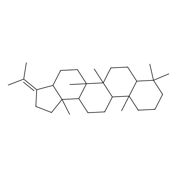 2D Structure of (5aR,5bR,11aS,13bS)-5a,5b,8,8,11a,13b-hexamethyl-3-propan-2-ylidene-2,3a,4,5,6,7,7a,9,10,11,11b,12,13,13a-tetradecahydro-1H-cyclopenta[a]chrysene