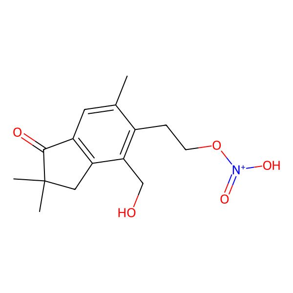 2D Structure of hydroxy-[2-[4-(hydroxymethyl)-2,2,6-trimethyl-1-oxo-3H-inden-5-yl]ethoxy]-oxoazanium