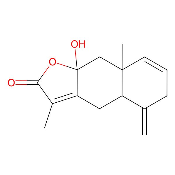 2D Structure of 9a-Hydroxy-3,8a-dimethyl-5-methylene4,4a,5,6,9,9a-hexahydronaphtho(2,3-b)furan-2(8aH)-one