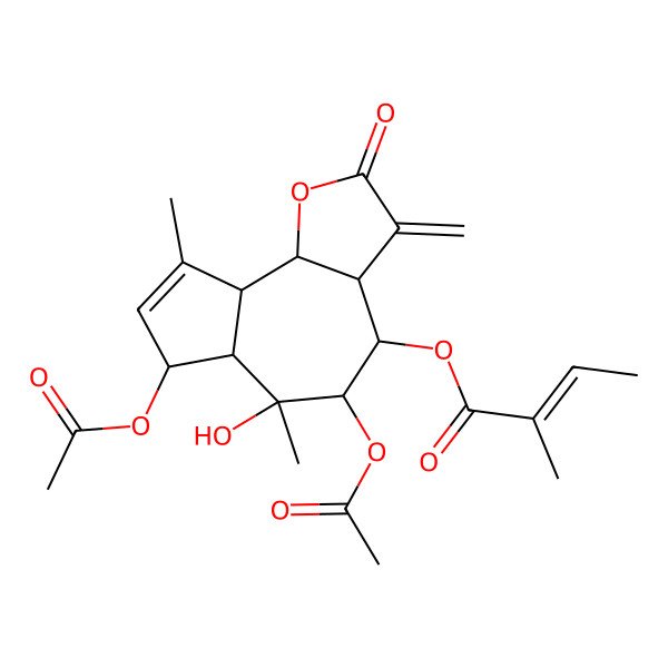 2D Structure of [(6S,7R,9bR)-5,7-diacetyloxy-6-hydroxy-6,9-dimethyl-3-methylidene-2-oxo-4,5,6a,7,9a,9b-hexahydro-3aH-azuleno[4,5-b]furan-4-yl] (E)-2-methylbut-2-enoate