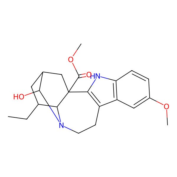 2D Structure of Ibogamine-18-carboxylic acid, 19-hydroxy-12-methoxy-, methyl ester, (19R)- 2D Structure of Ibogamine-18-carboxylic acid, 19-hydroxy-12-methoxy-, methyl ester, (19R)-
