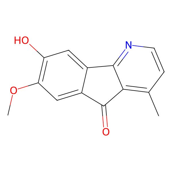 2D Structure of Indeno(1,2-b)pyridin-5-one, 8-hydroxy-7-methoxy-4-methyl-