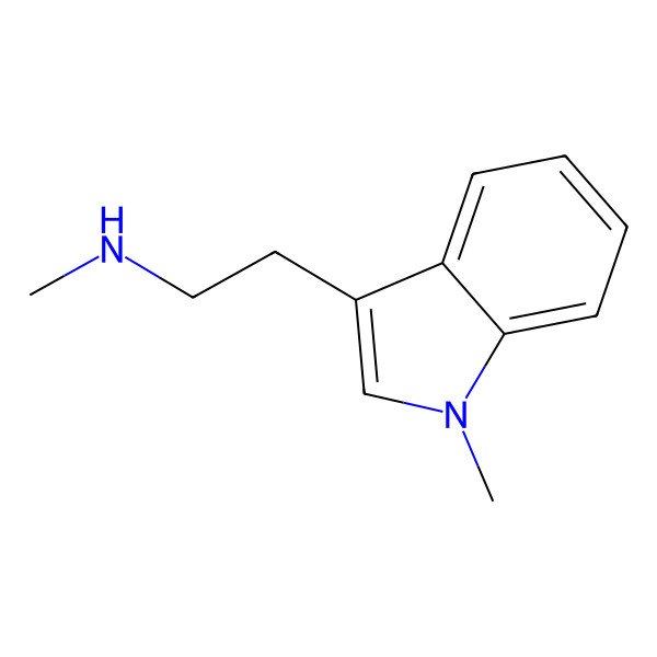 2D Structure of Indole, 3-(2-(methylamino)ethyl)-1-methyl-