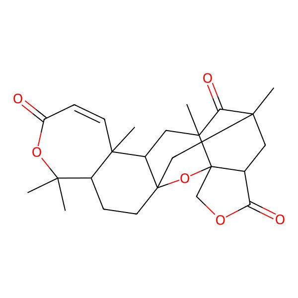 2D Structure of (1S,4R,10S,11S,13R,15S,17S,21R)-5,5,10,13,15-pentamethyl-6,19,22-trioxahexacyclo[13.7.1.01,11.04,10.013,21.017,21]tricos-8-ene-7,14,18-trione