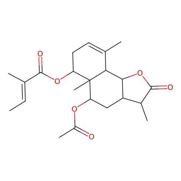 2D Structure of [(3R,3aS,5S,5aS,6S,9aR,9bR)-5-acetyloxy-3,5a,9-trimethyl-2-oxo-3,3a,4,5,6,7,9a,9b-octahydrobenzo[g][1]benzofuran-6-yl] (Z)-2-methylbut-2-enoate