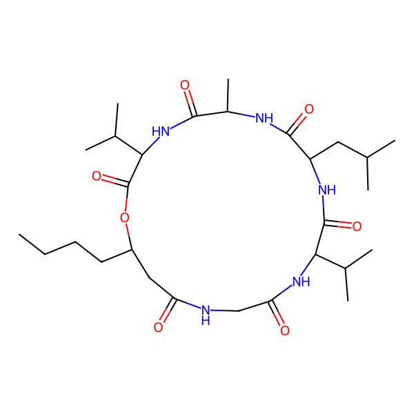 2D Structure of cyclo[Ala-Val-ObAla(3-Bu)-Gly-Val-D-Leu]