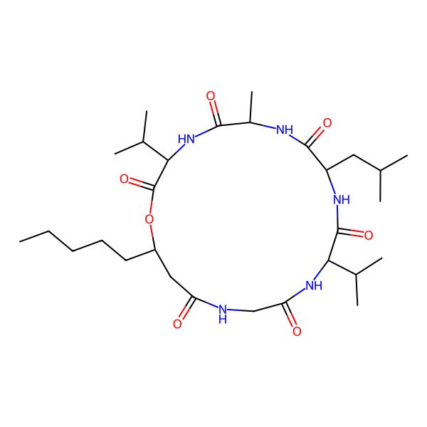 2D Structure of cyclo[Ala-Val-ObAla(3-pentyl)-Gly-Val-D-Leu]
