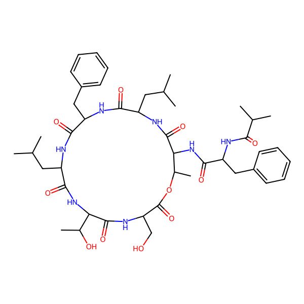 2D Structure of isobutyryl-DL-Phe-DL-xiThr(1)-DL-Leu-DL-Phe-DL-Leu-DL-xiThr-DL-Ser-(1)