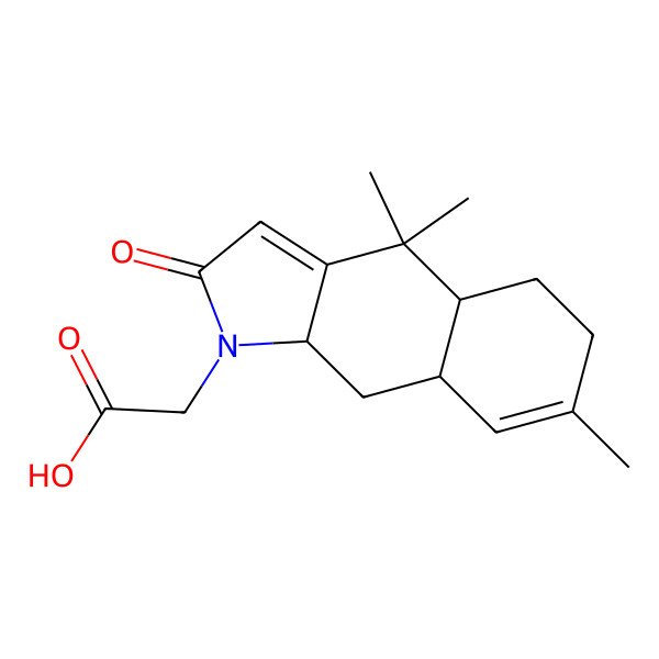 2D Structure of 2-[(4aR,8aS,9aS)-4,4,7-trimethyl-2-oxo-4a,5,6,8a,9,9a-hexahydrobenzo[f]indol-1-yl]acetic acid