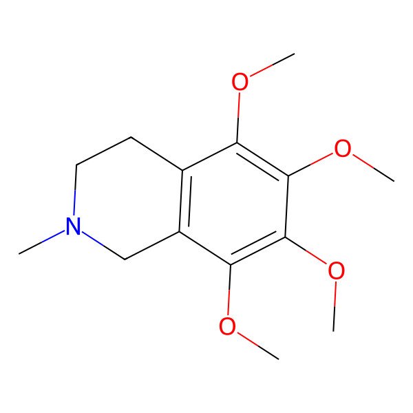 2D Structure of Isoquinoline, 1,2,3,4-tetrahydro-5,6,7,8-tetramethoxy-2-methyl-