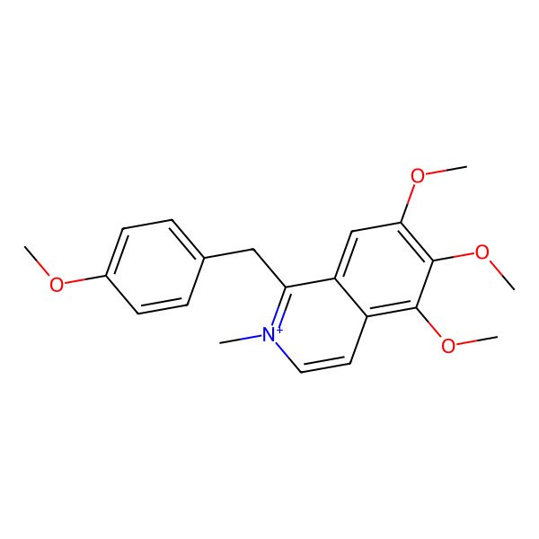 2D Structure of Isoquinolinium, 5,6,7-trimethoxy-1-((4-methoxyphenyl)methyl)-2-methyl-