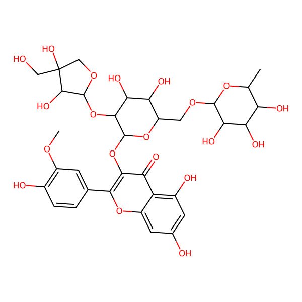 2D Structure of Isorhamnetin 3-(2G-apiosylrutinoside) 2D Structure of Isorhamnetin 3-(2G-apiosylrutinoside)