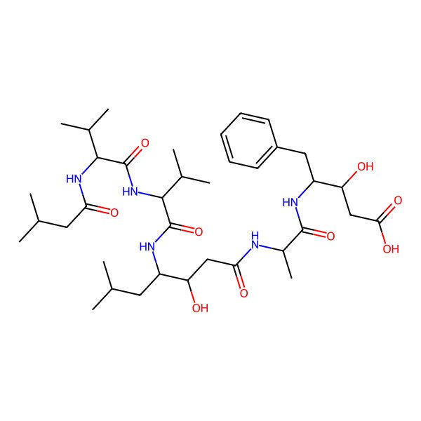 2D Structure of isovaleryl-D-Val-D-Val-Sta(3S,4R)-D-Ala-Unk