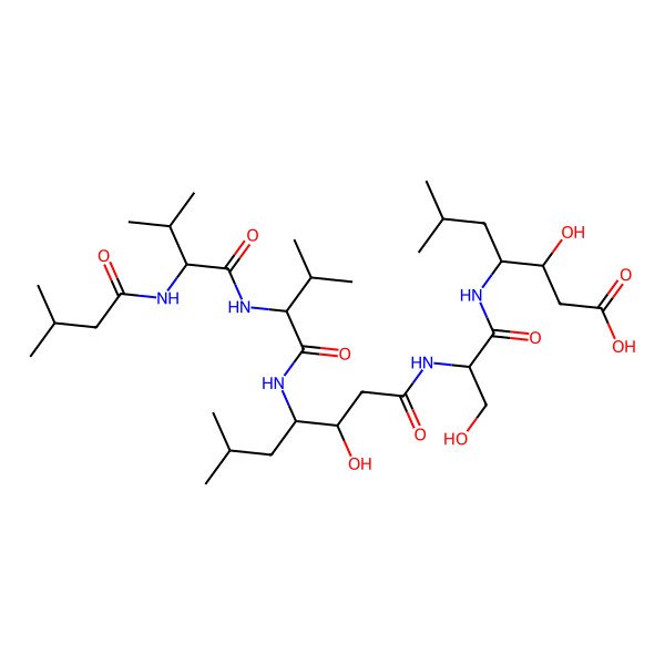 2D Structure of isovaleryl-D-Val-D-Val-Sta(3S,4R)-Ser-Sta(3R,4S)-OH