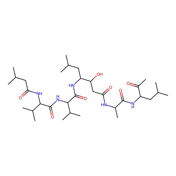 2D Structure of isovaleryl-DL-Val-DL-Val-Sta(3xi,4xi)-DL-Ala-DL-Leu-Me