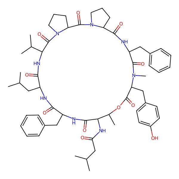 2D Structure of isovaleryl-DL-xiThr(1)-DL-Phe-DL-Leu-DL-Val-DL-Pro-DL-Pro-DL-Phe-DL-N(Me)Tyr-(1)