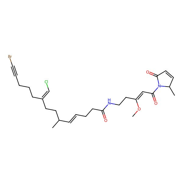 2D Structure of (E,9E)-14-bromo-9-(chloromethylidene)-N-[(E)-3-methoxy-5-(2-methyl-5-oxo-2H-pyrrol-1-yl)-5-oxopent-3-enyl]-6-methyltetradec-4-en-13-ynamide