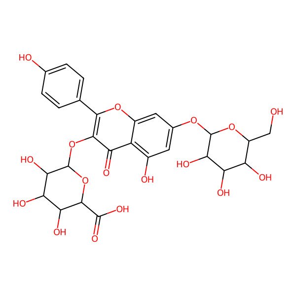 2D Structure of Kaempferol 3-glucuronide-7-glucoside