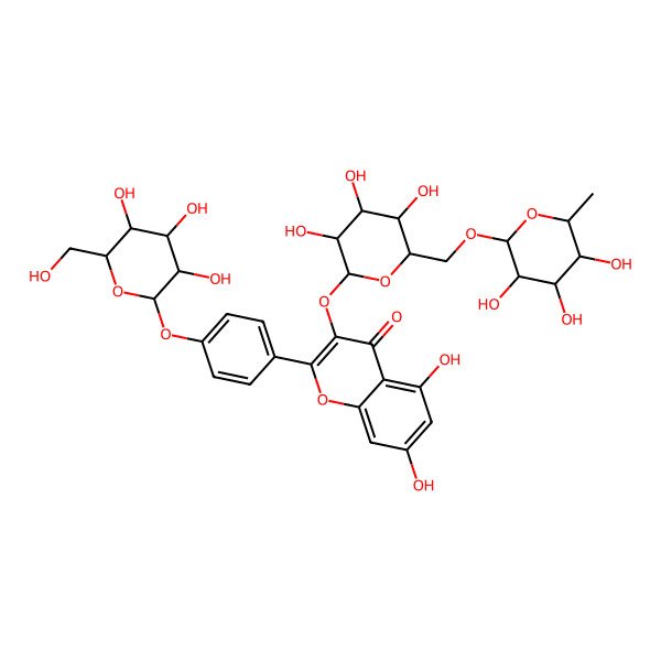 2D Structure of Kaempferol 3-rutinoside-4'-glucoside 2D Structure of Kaempferol 3-rutinoside-4'-glucoside