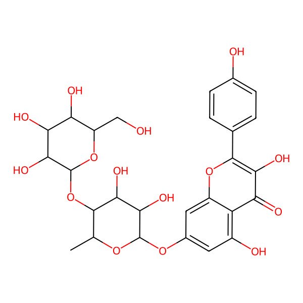 2D Structure of Kaempferol 7-O-beta-D-glucoside-O-alpha-L-rhamnosyl