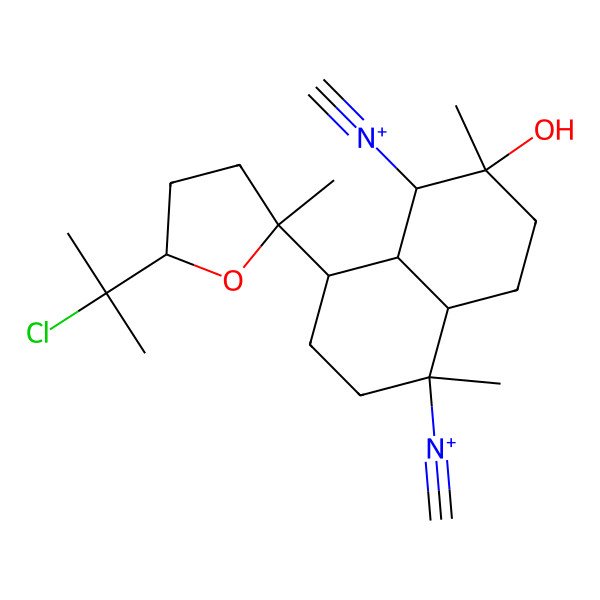 2D Structure of (1R,2R,5S)-8-[(2R)-5-(1-chloro-1-methyl-ethyl)-2-methyl-tetrahydrofuran-2-yl]-2,5-dimethyl-1,5-bis(methylidyne-$l^{5}-azanyl)decalin-2-ol