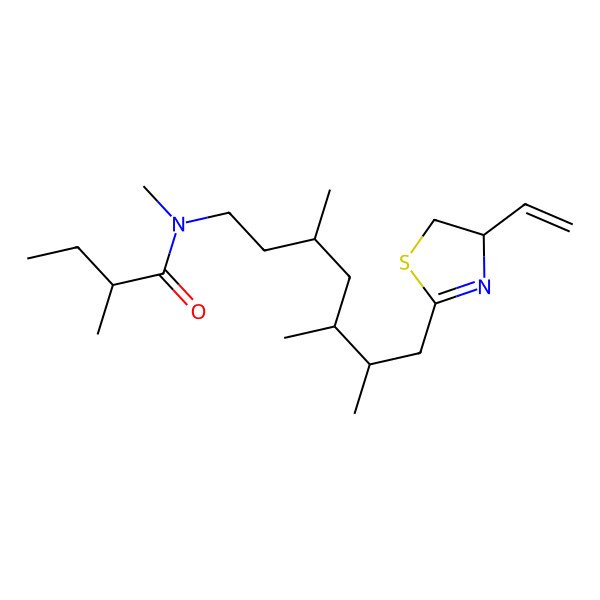 2D Structure of Butanamide, N-((3S,5S,6R)-7-((4R)-4-ethenyl-4,5-dihydro-2-thiazolyl)-3,5,6-trimethylheptyl)-N,2-dimethyl-, (2R)-