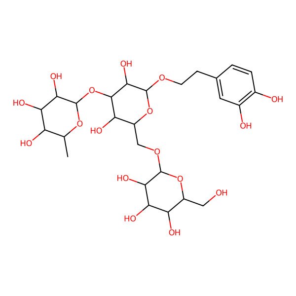 2D Structure of (2S,3R,4R,5R,6S)-2-[(2R,3R,4S,5R,6R)-2-[2-(3,4-dihydroxyphenyl)ethoxy]-3,5-dihydroxy-6-[[(2R,3R,4S,5S,6R)-3,4,5-trihydroxy-6-(hydroxymethyl)oxan-2-yl]oxymethyl]oxan-4-yl]oxy-6-methyloxane-3,4,5-triol