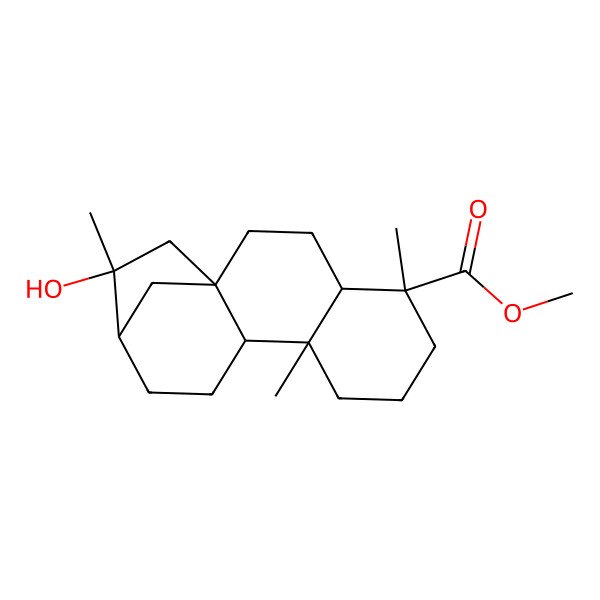 2D Structure of Kauran-18-oic acid, 16-hydroxy-, methyl ester