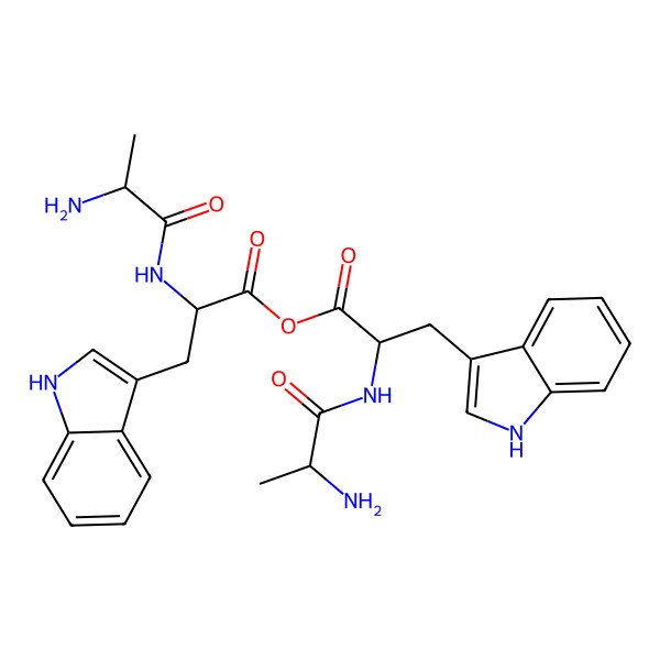 2D Structure of [(2S)-2-[[(2S)-2-aminopropanoyl]amino]-3-(1H-indol-3-yl)propanoyl] (2S)-2-[[(2S)-2-aminopropanoyl]amino]-3-(1H-indol-3-yl)propanoate